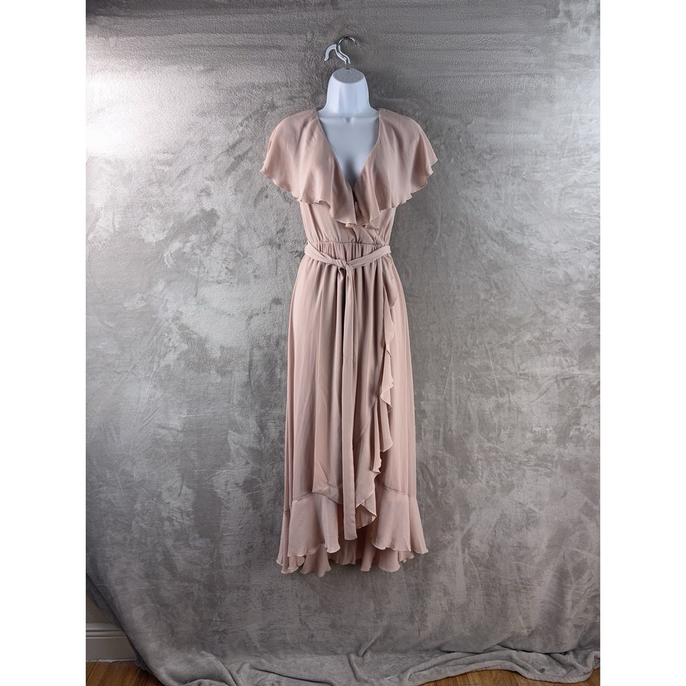 Show Me‎ Your Mumu Maxi Dress Womens Size XXS Pink Ruffle Wrap Boho Chic